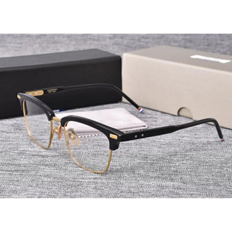 Moda de óculos de sol Frames York Thom Design de marcas Estrutura de óculos para homens Mulheres quadradas semi -pecada Óculos de prescrição óptica Eyewear TB7