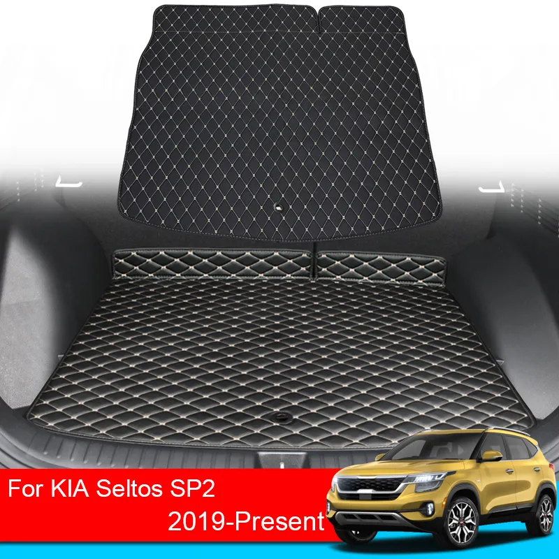1 шт., коврик для задней части багажника автомобиля из искусственной кожи для KIA Seltos SP2 2019-настоящее время, водонепроницаемый защитный коврик для багажника, напольная накладка, аксессуары