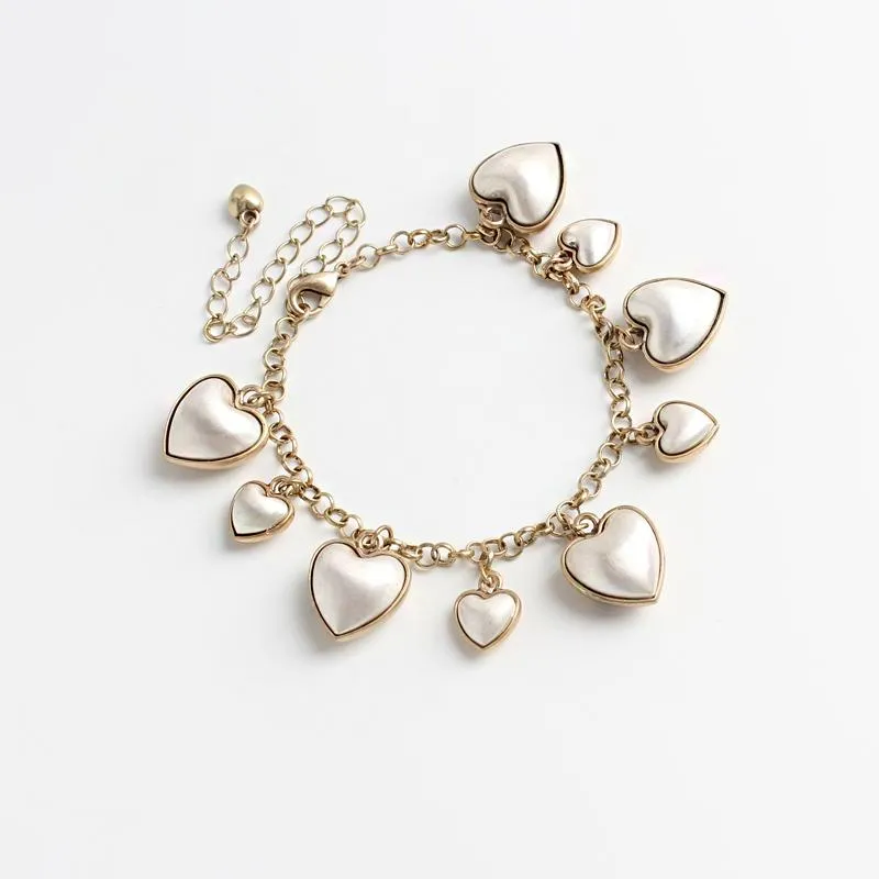 Связанная цепочка мода Golden Sparkling Bracelets for Women Heart Beads Vintage Bangles Romantic Direwlink