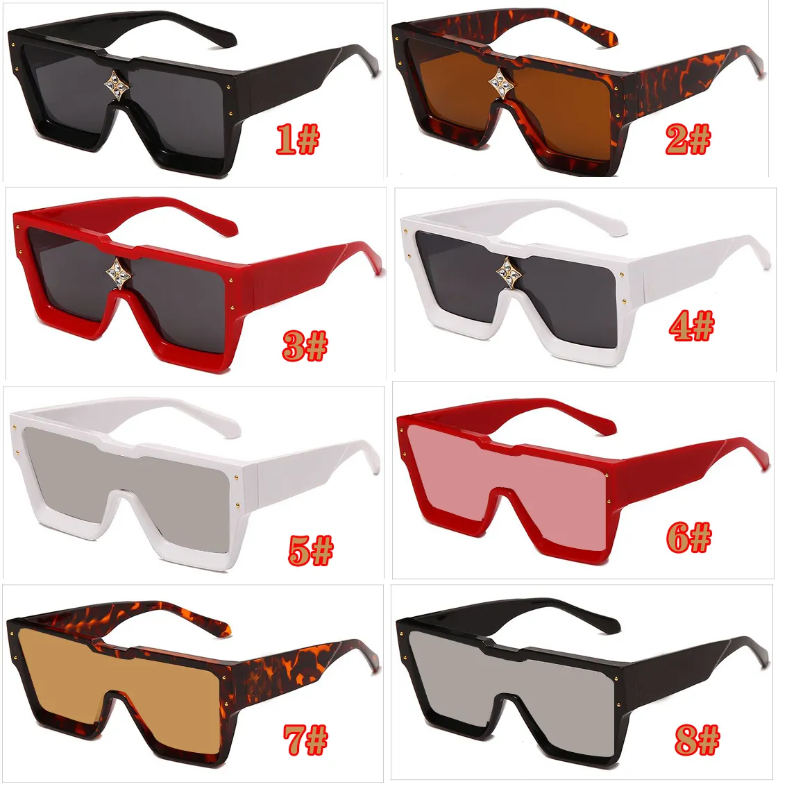 Mens P Police Designer Frame da uomo Donne per donna Ciclatura quadrata Driving Fashion Summer Sun Operali da sole da sole da sole Occhiali da sole Sunglassa 5Colour glassa