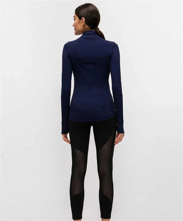 L-78 가을 겨울 새 지퍼 재킷 퀵 건조 복장 요가 옷장 긴팔 엄지 홀 훈련 달리기 재킷 여자 Piglulu Slim