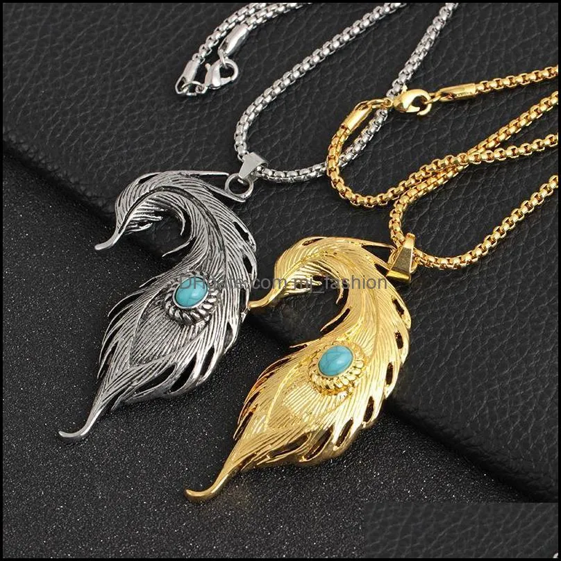 Pendant Necklaces Hip Hop Jewelry Color Sier Gold Chain Turquoises Pendants Vintage Statement Necklace Drop Delivery 2021 Mjfashion Dhumz