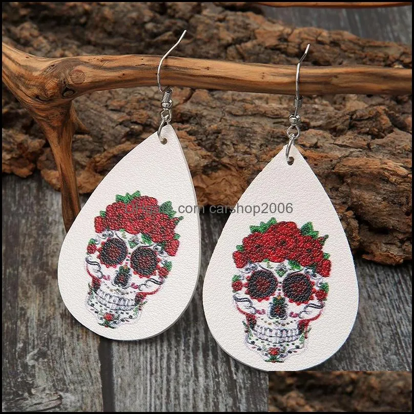 Horror Thriller Clown Bloodstained Leather Charm Earring Ins Design Hallows Day Earrings Personality Temperament Net Red Explosion Simple and Wild Ear