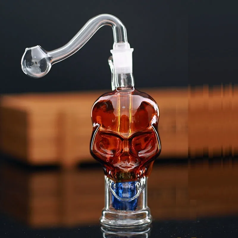 Cachimbos de vidro coloridos Mini Caveira Cachimbos de vidro Dab Rig Cachimbos de água Percolator Downstem Queimador de óleo Bongs Cachimbo para fumar