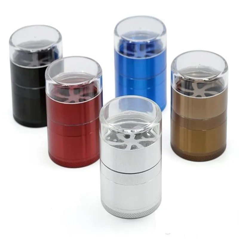 Transparent cover herb grinder 5 layers aluminum alloy tobacco grinders single color smoke accessories cutter crusher for tobacco