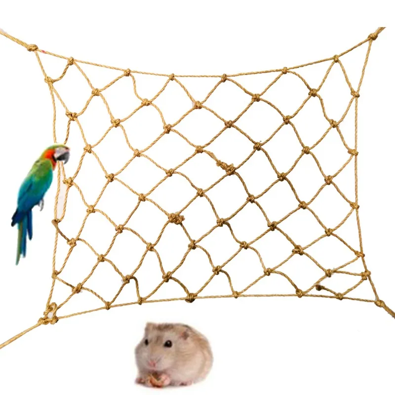 1pc Small Animal Supplies Parrot Hamster Glider Hemp Rope Climbing Net Hammock Hanging Toy Bed Tunnel Cage Small Pet Bird Playing Supply 20220426 D3