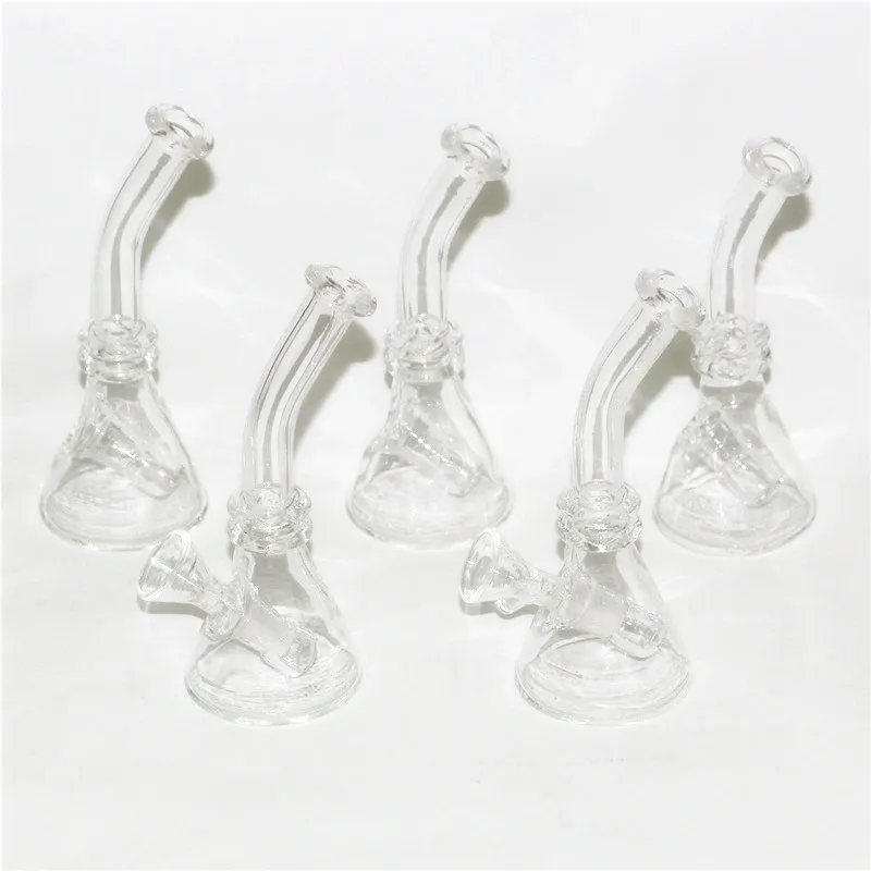 Bicchiere di vetro Dab Rig Bong Narghilè Bong inebrianti Mini Pipa ad acqua Piattaforme petrolifere spesse Ciotola per fumare cera Tubi gorgogliatore Ciotole di vetro da 10 mm