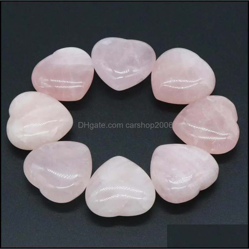 natural stone heart 25mm 30mm rose quartz yoga meditation energy stone bead for chakra healing decoration