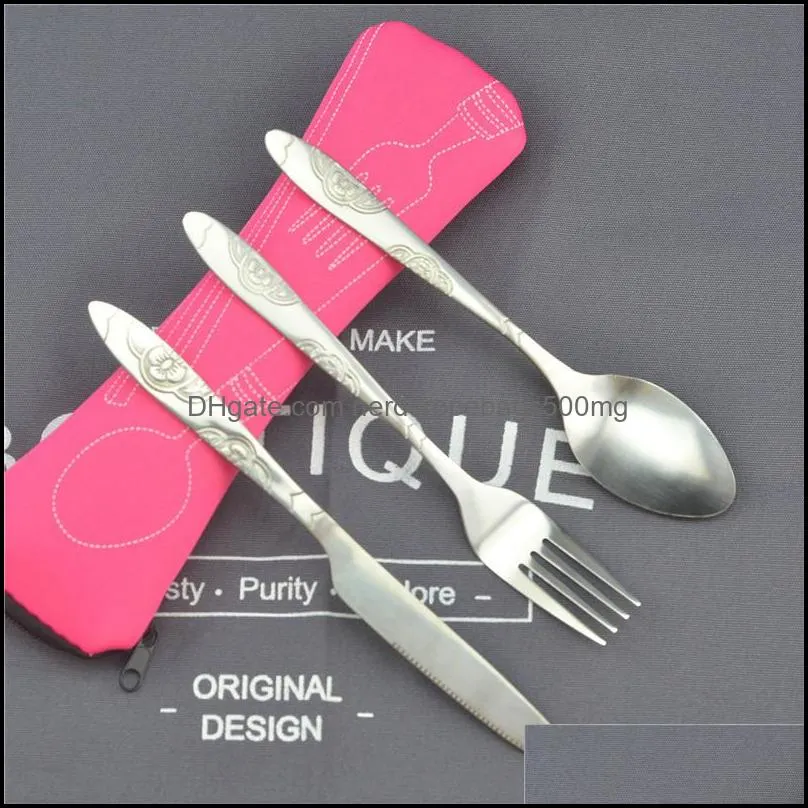 Stainless Steel Tableware Set Fork Portable Student Steak Knife Originality Gift Kitchen Accessories Spoon Portable Hot Sale 3 5zx F2