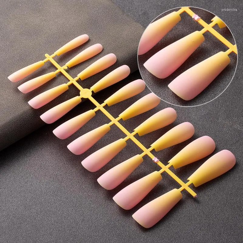 False Nails 20Pcs Matte Gradient Full Cover Ballet 17Colors Artificial Finger Tips Press On Fashion Nail Art Decorations Prud22