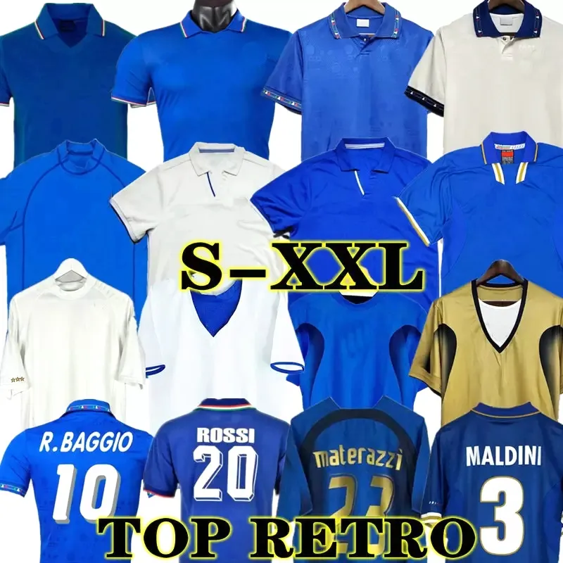 1998 Retro Baggio Maldini piłka nożna koszulka piłka nożna 1990 1996 1982 ROSSI Schillaci Totti Del Piero 2006 Pirlo Inzaghi buffon Cannavaro