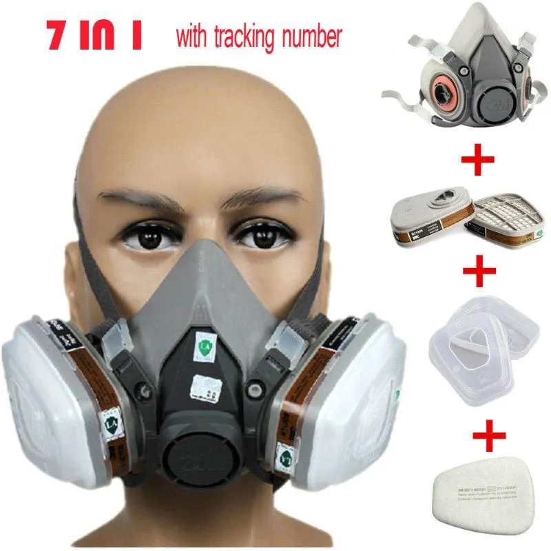 Gros-6200 Respirateur Masque à gaz Masques corporels Filtre à poussière Peinture Spray Demi-masque, Construction / Exploitation minière