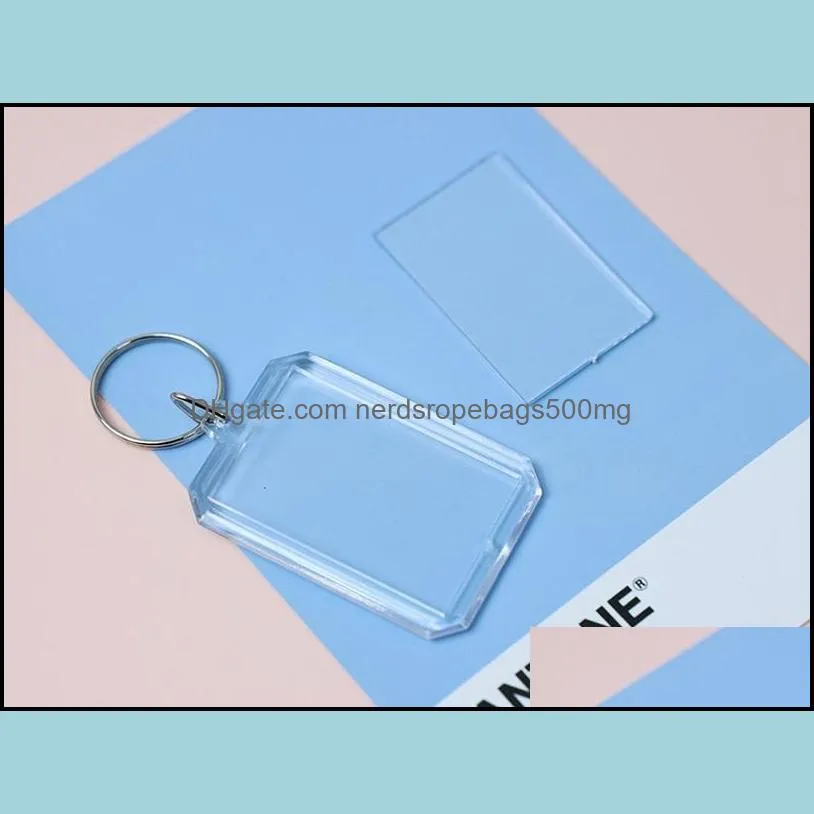 Acrylic Plastic Blank Keyrings Insert Passport Photo Frame Keychain Picture Frame Keyrings Party Gift RRB14660