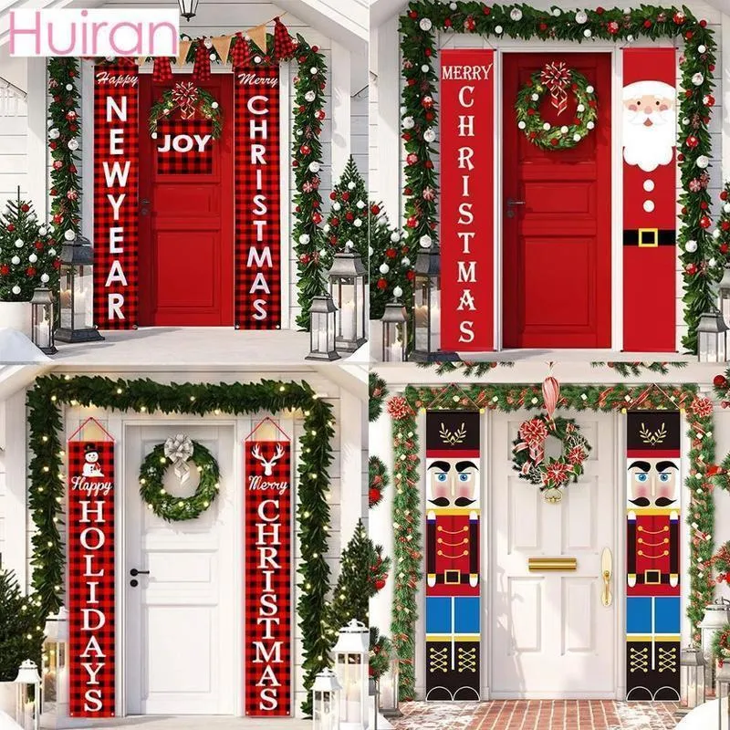 Babbo Natale Decorazioni per striscioni decorativi per porte natalizie per ornamenti appesi a casa Navidad Natal Anno Y201020