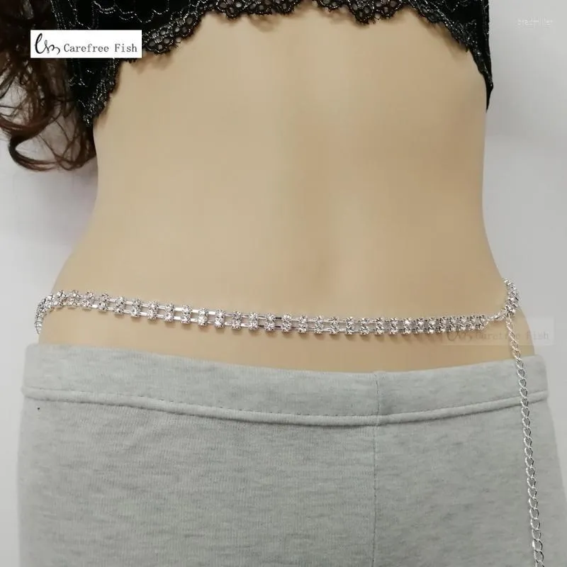 Belts Sexy Glittery Silver Rhinestone Crystal Body Chain Belly Waist Lower Back For Dance Summer JewelryBelts