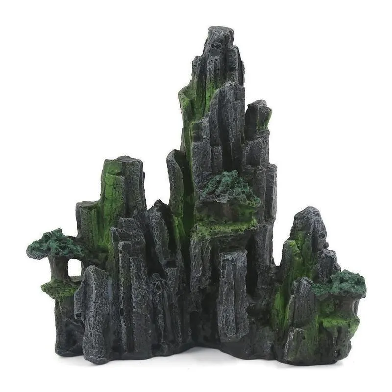 Ornamento de Rium 1pc Resina Rockery Decoration Artificial Hill Mountain View Rock Decorating Tank de peixes Y200917