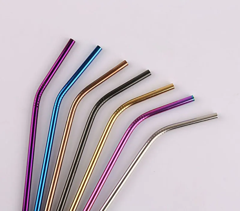 Ordinary Polishing 304 Stainless Steel Reusable Drinking Straws Colorful StrawesFor Home Party Wedding Bar Drinking Tools Barware 6MM 215MM