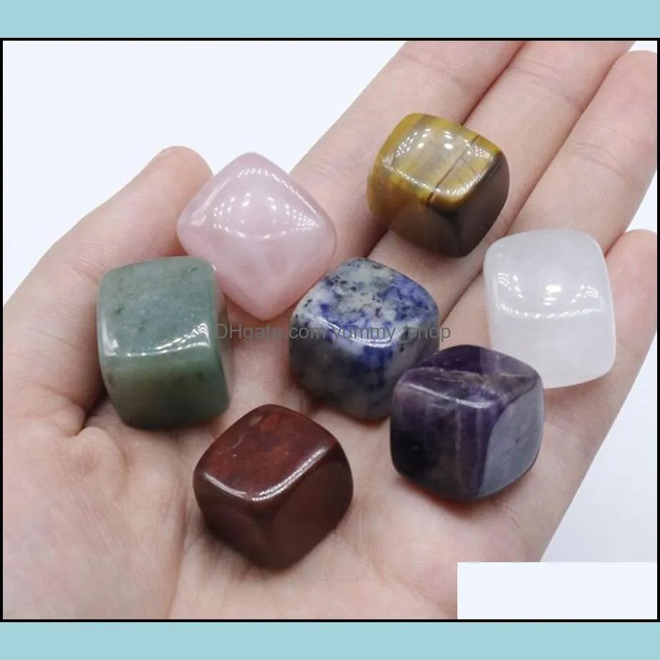 natural stone chakra squares rose quartz amethyst agate tiger powder crystal white crystal yoga meditation energy stone