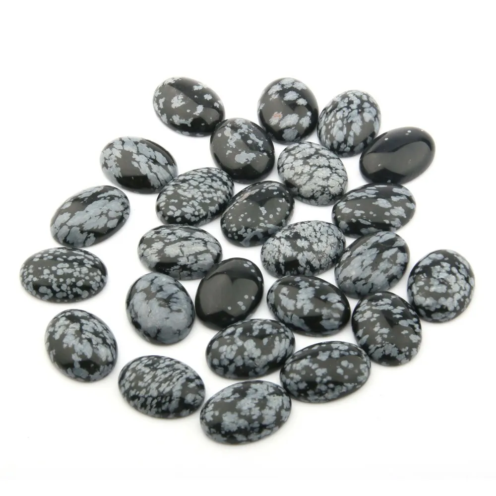 Cabochons de pierres précieuses ovales à dos plat de flocon de neige naturel guérissant la cabine de perle de pierre de cristal de Chakra ne couvre aucun trou pour la fabrication de bijoux