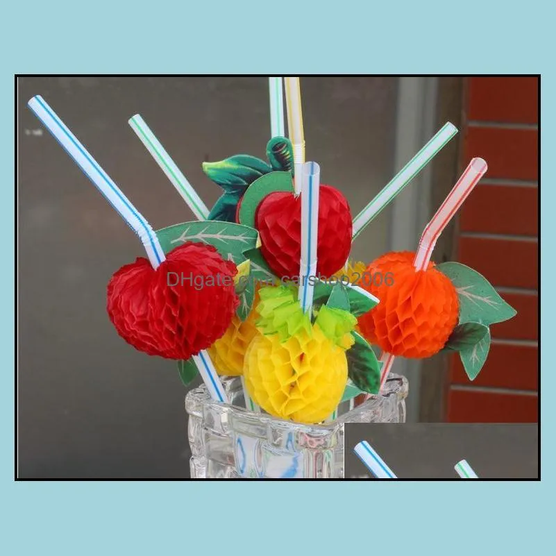 funny 50pcs a lot party use plastic straws, fruit design plastic drinking straws, creative plastic party straws sn523