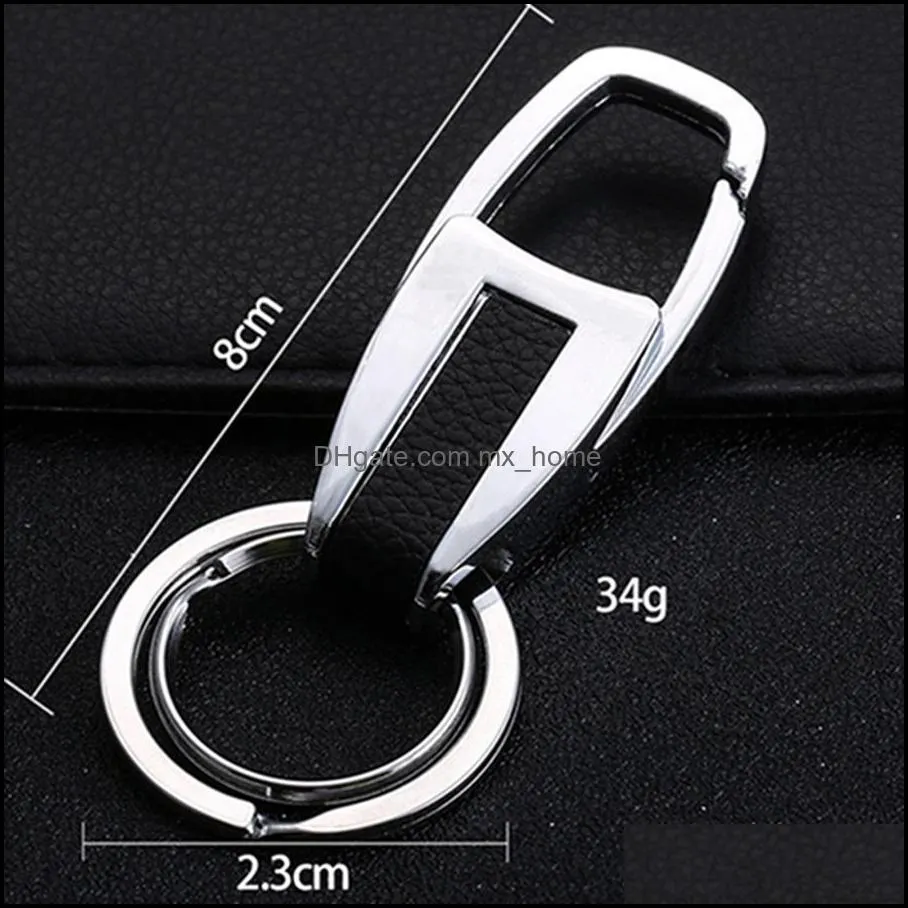 creative promotion gift double rings men`s metal keychain custom logo portable key chain double rings never rust car keyrings dh0848