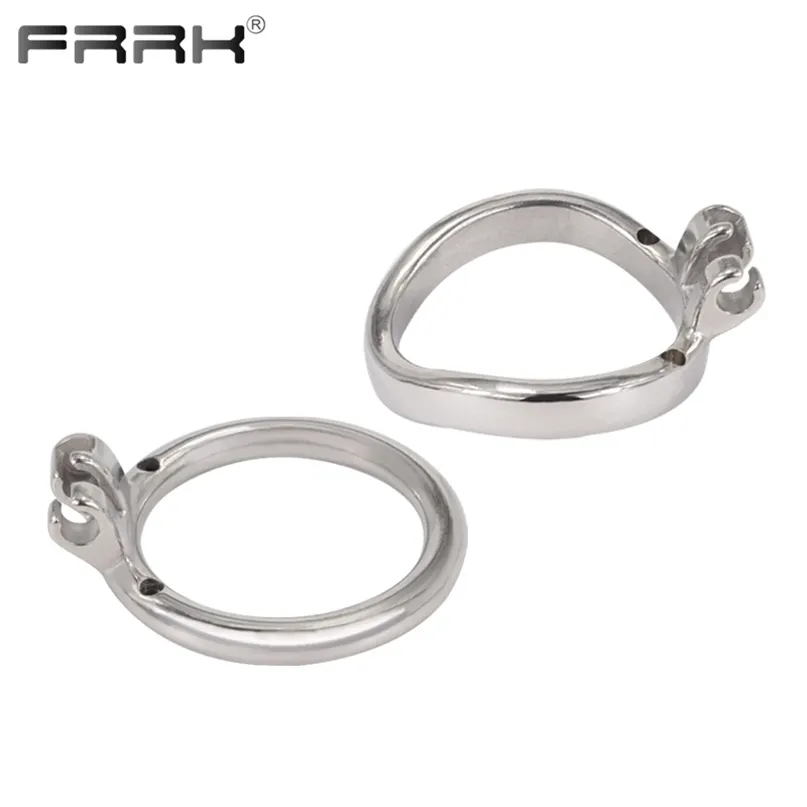 Frrk Base Cock Ring för inbyggd metall kyskhet bur rostfritt stål penislås 40mm 45mm 50 mm 55mm bdsm sexleksaker 220315