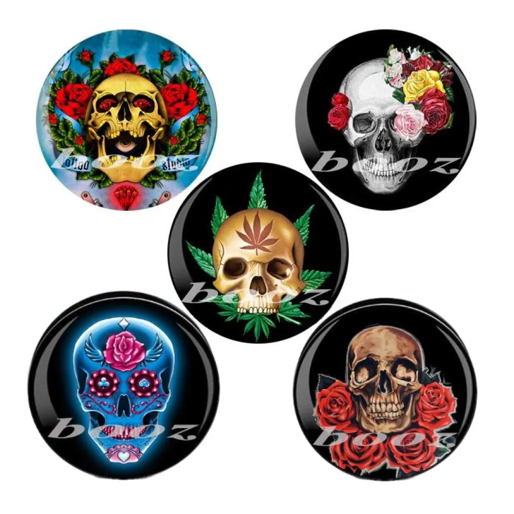 Acrylic Flower Skull Ear Plugs Tunnels Body Jewelry Expander Stretchers