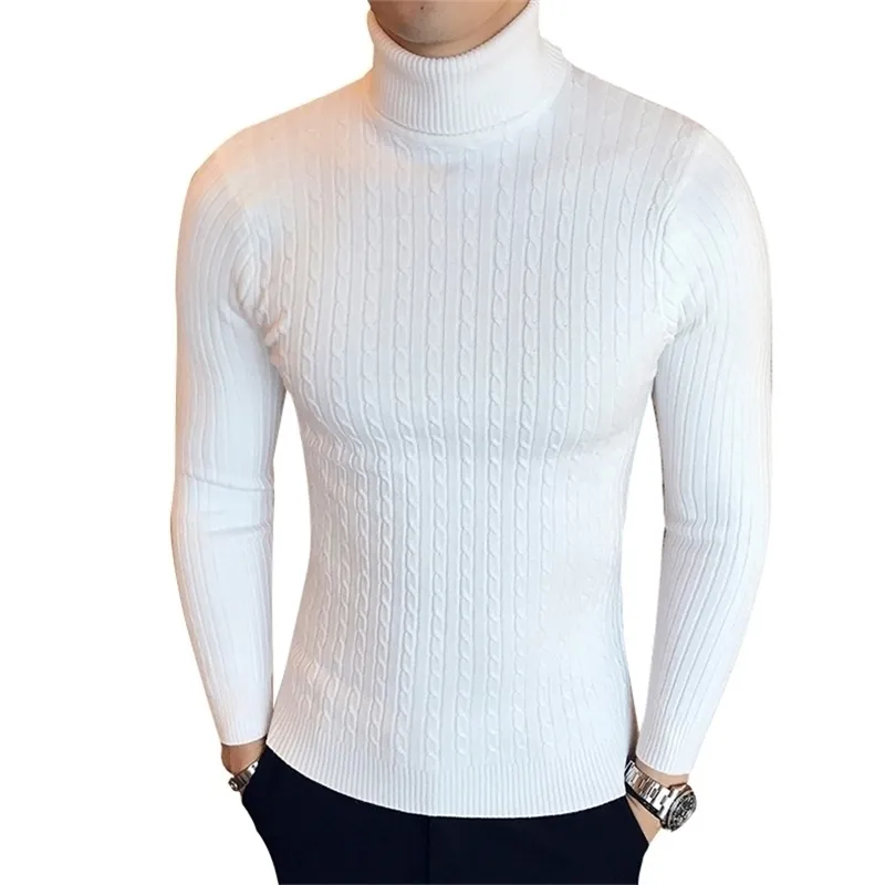 Inverno collo alto spesso caldo maglione uomo dolcevita marca s maglioni slim fit pullover maglieria maschile doppio collo 201221