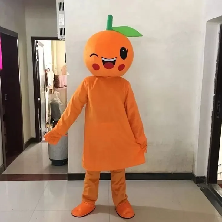 Festivalklänning Orange Frukt Mascot Kostym Halloween Jul Fancy Party Dress Cartoon Character Passvagn Karneval Unisex Vuxna Outfit