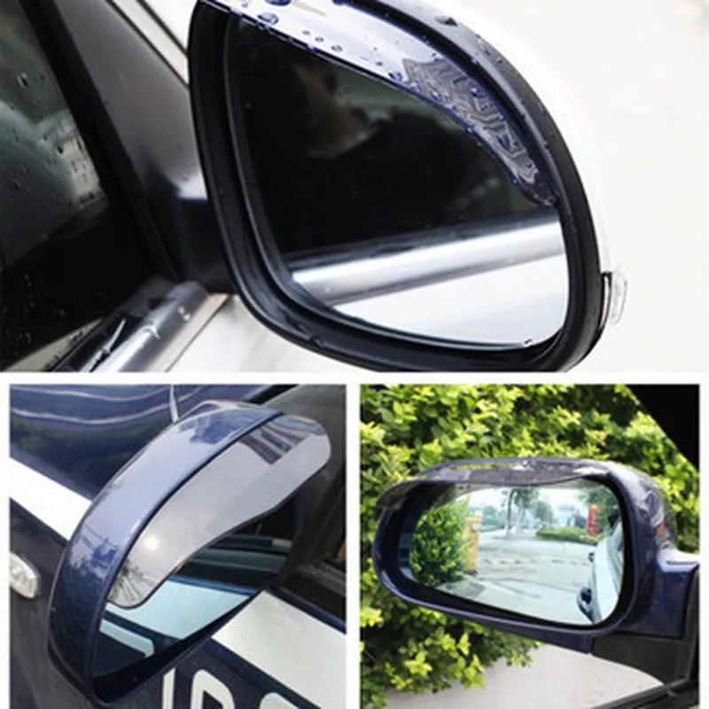 Car Side Mirror Rain Eyebrow Visor Rear 2pcs Guard Sun Black
