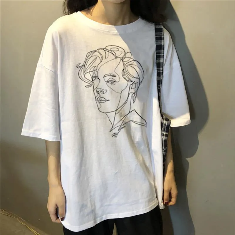 Vintage Aesthetic Art T Shirt Painting Treat People With Kindness Summer Womens T-shirt Gothic Casual Harajuku Short Sleeve