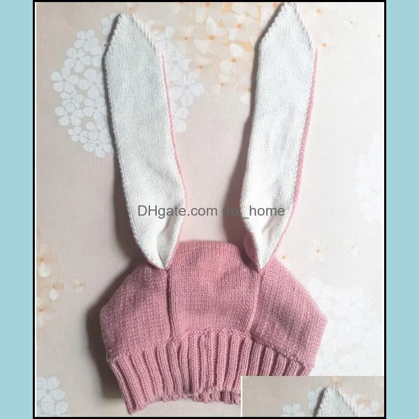 Winter warm Baby Rabbit Ears Knitted Hat Infant bunny Caps For Children 0-2T Girl Boy beanie hats Photography Props