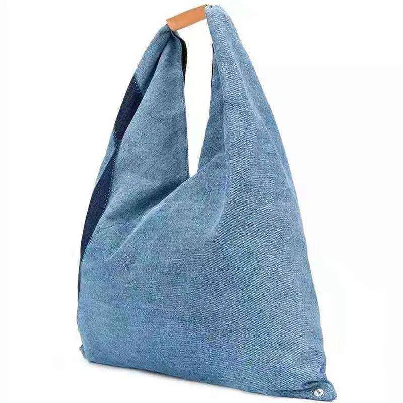 Bags MM6 women Japanese large capacity Fashion Blue Denim print handbag Shopping Tote Bag 220420302h