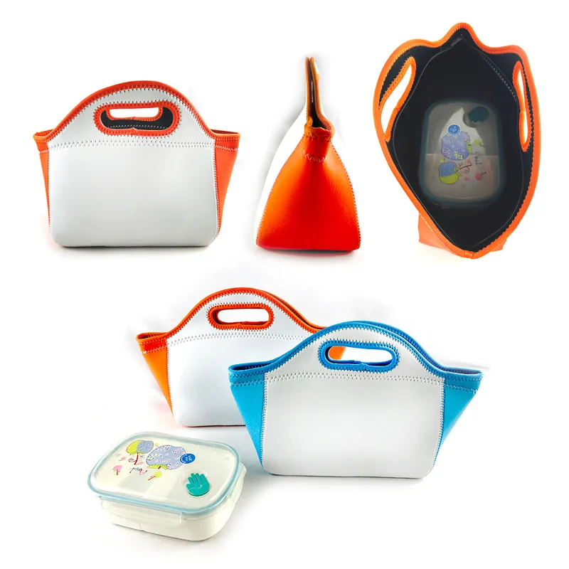 Sublimatie neopreen lunchzak blanco diy student isolatie handtassen blauw oranje waterdichte lunchbox met ritsz11