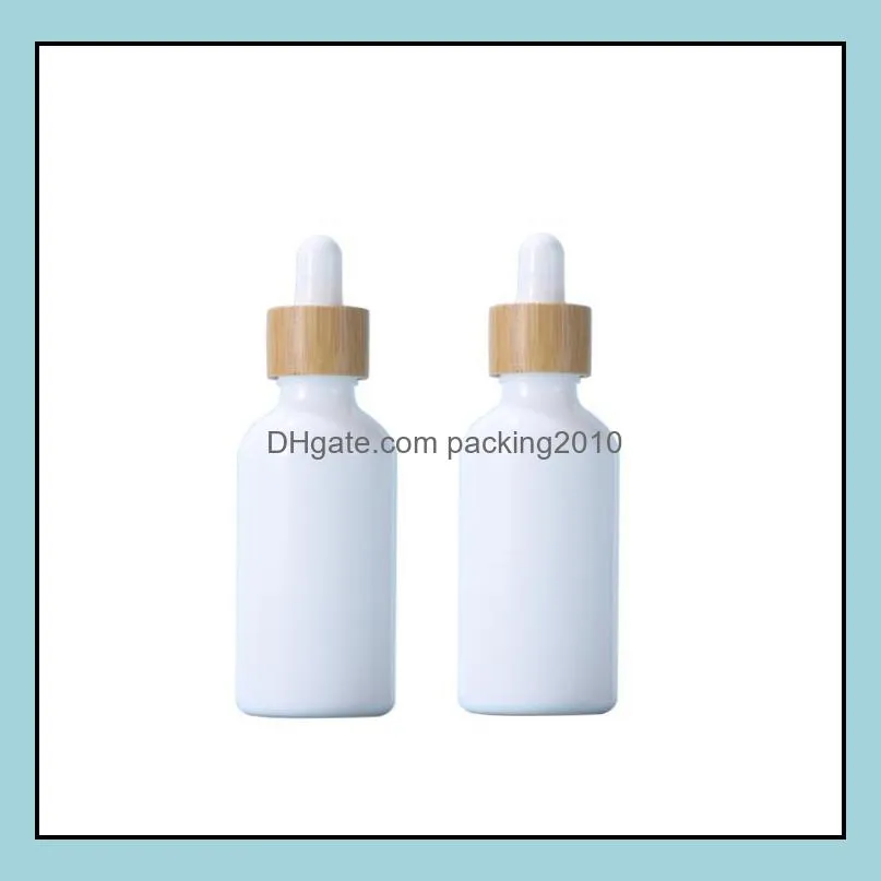 white porcelain glass jars with bamboo lid glass-and dropper bottle 10ml/50ml containers bamboo-lids reagent dropper sn4350