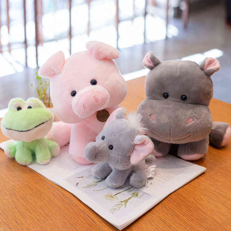 152030Cm 10 Styles Cartoon Frog Elephant Husky Pig Tiger Plush Toys Stuffed Soft Shake Head Animal Dolls For Birthday Decor J220729