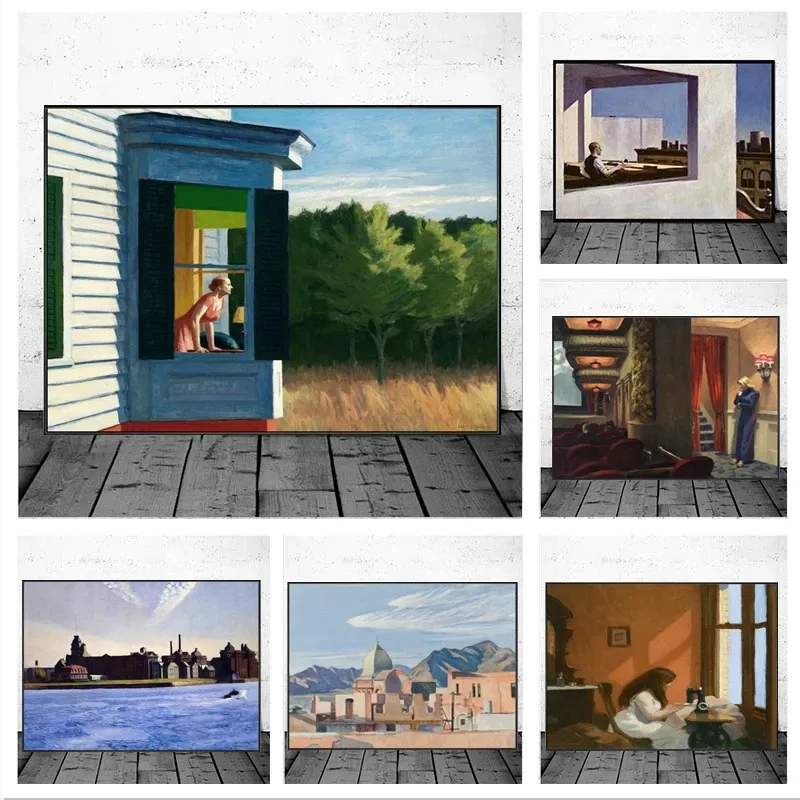 Edward Hopper Famous Abstract Canvas Painting Posters Prints Modern Wall Art Picture for Living Room Home Decor Corridor Cuadros