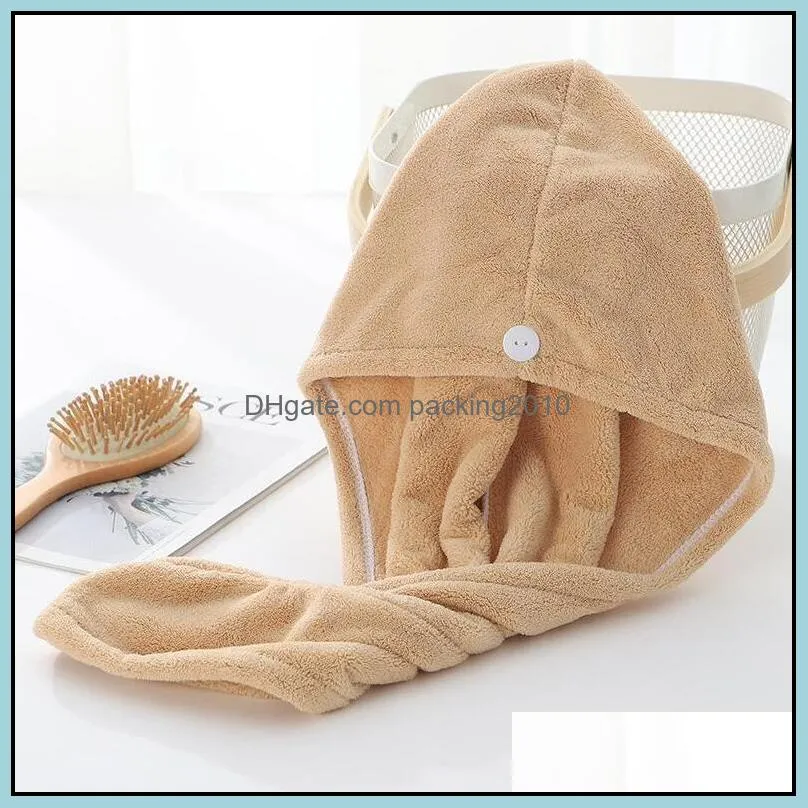 Hair Drying Hats Microfiber Quick Dry Towel High Density Coral Fleece Magic Super Absorbent Dry Hair Towel Turban Wrap Hat Spa Cap