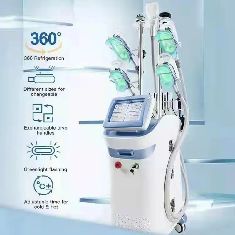 Reduce Cellulite 4 Cryo 360 Handles Fat Freezing Machine Cryolipolysis Body Slimming Equipped With Laser Board And 40k Cavitation Machine