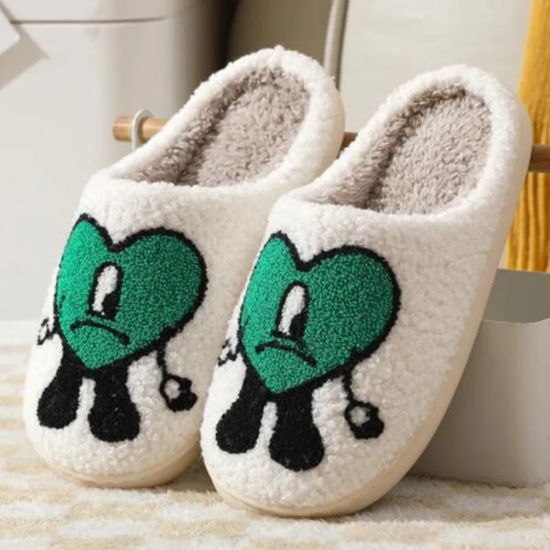 Winter Thick Sole Non-Slip Cotton Slippers Female Fashion Cute Cartoon Comfortable Warm Floor Mute Size 37-42