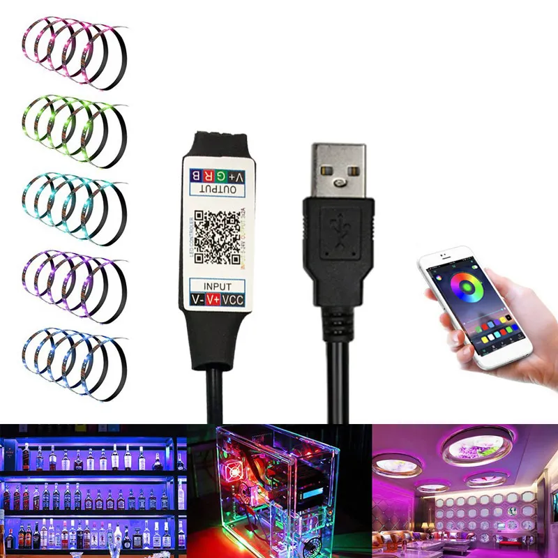 DC5-24V USB/DC Mini Bluetooth-compatible Smart Phone APP Controller Wireless Control For 5050 3528 RGB LED Strip Light