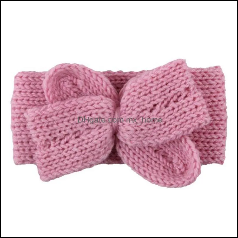 baby girl headband knitted bow toddler turbans bowknot children ear warmer wide kids headwear winter baby hair accessories 11 colors