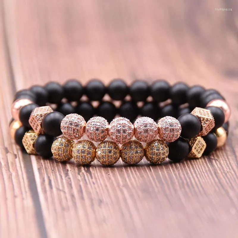 Beaded Strands CZ Ball Bar Prom Bracelet Charm Pulsera Men's Jewelry Stone Pulseira Masculina Women's Bileklik Pulseras Handmade Trum22