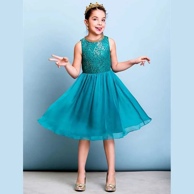 Green Junior Bridesmaid Dresses A Line Knee Length Chiffon