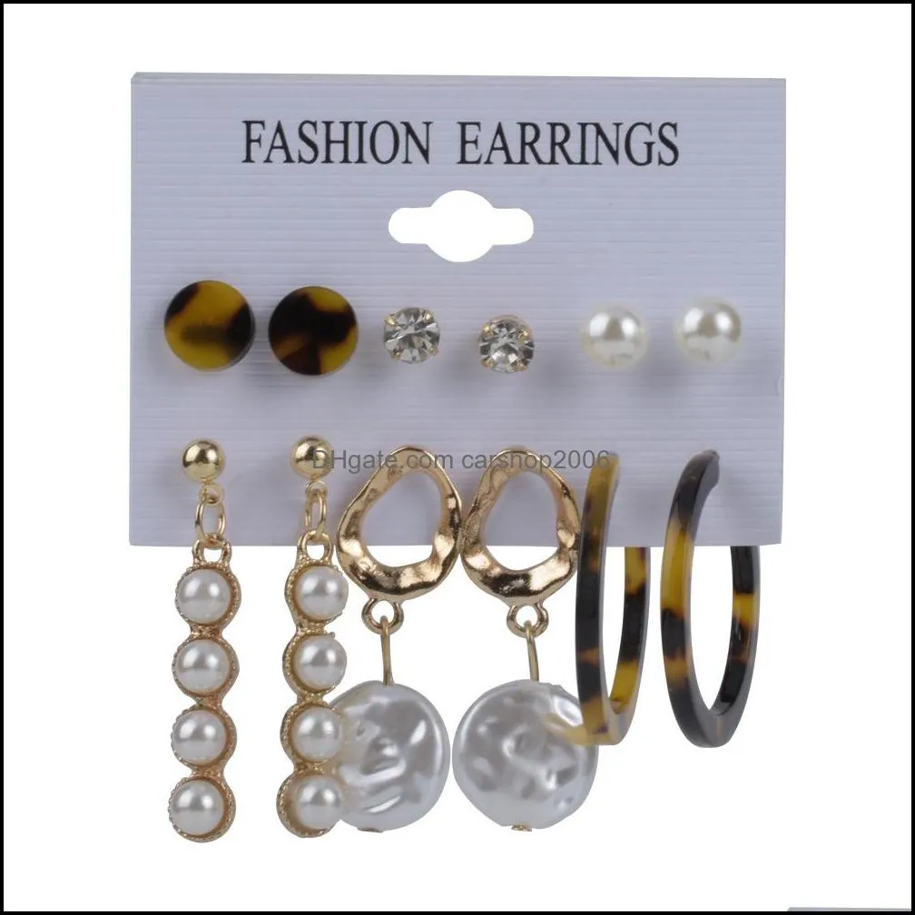 hoop dangle earring for women girls fashion bohemian acrylic drop tassel earrings set leopard print stud free dhl c47fz