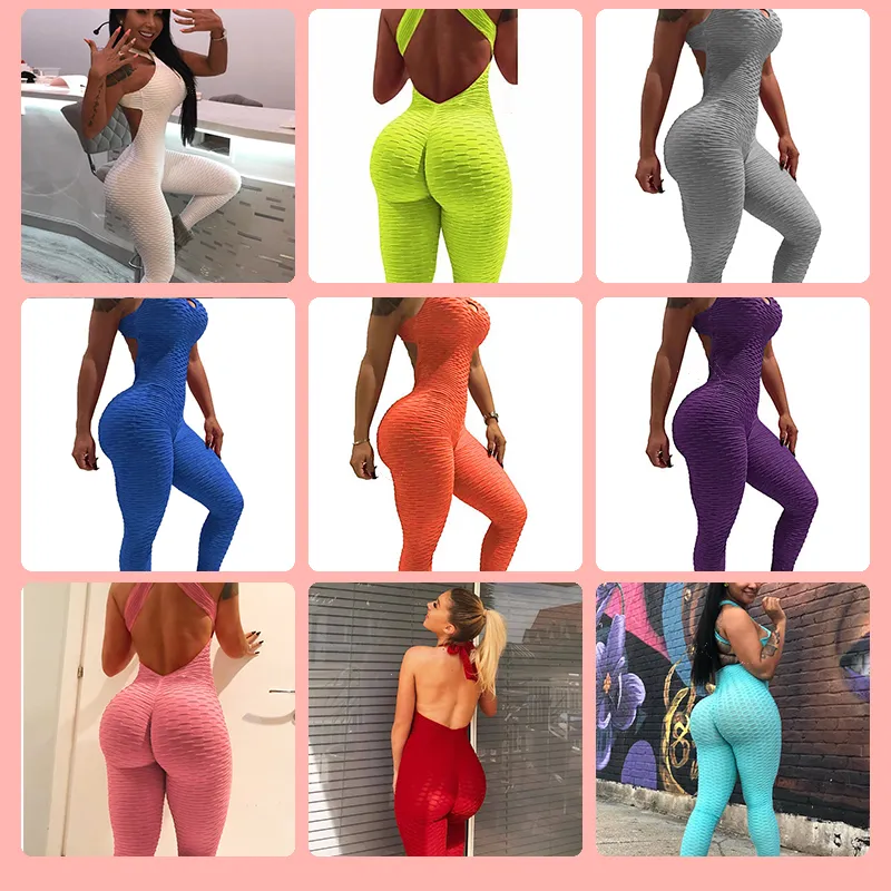 womens jumpsuit Yoga sport suits High Waist summer Run strong stretch fitness pleated fabric clothing gym clothes hip-lifting Legging well-fit jumpsuits rompers