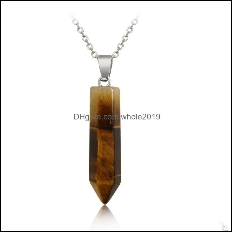 bullet shape crystal quartz necklace natural stone healing point chakra bead gemstone turquoise opal stone pendants chain necklaces