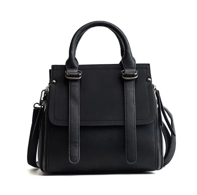 Fashion New Women Bolss de alta calidad Matte PU Cuero portátil Bolso de hombro Ladies Color Big Tote Handbag
