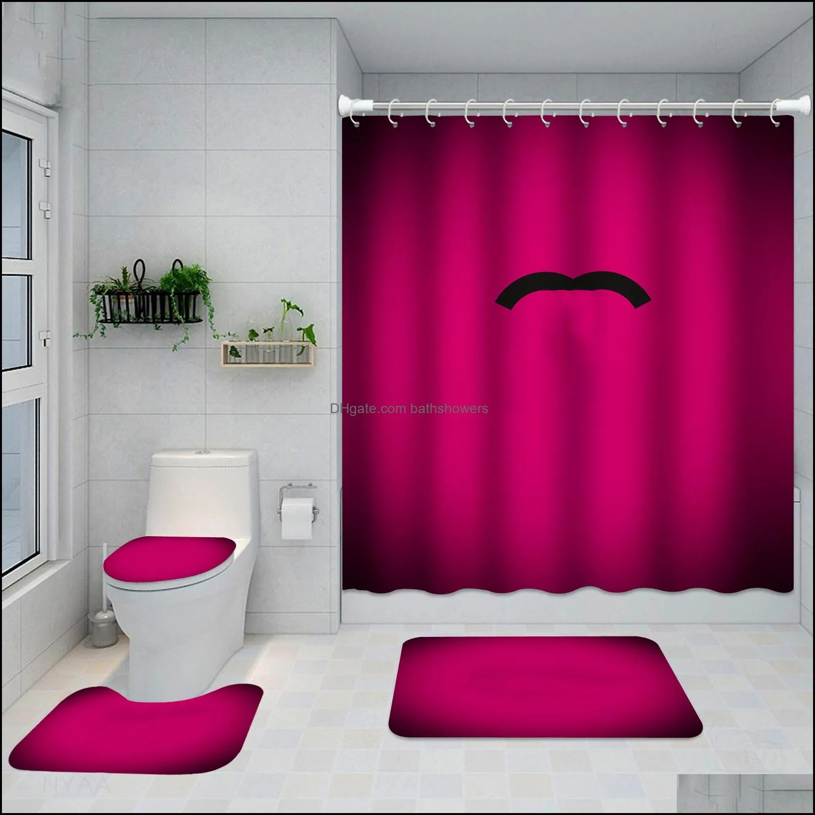 wild print shower curtains sets high-grade four-piece suit bathroom anti-peeping non-slip deodorant bath toilet mats must