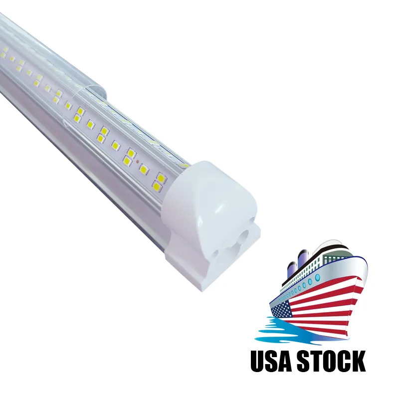 V-Shaped Integrate T8 LED Tube 2 4 5 6 8 Feet Fluorescent Lamp 144W 8Ft 6 Rows Light Tubes Cooler Door Lighting Adhesive Exterior Shop Lights for Wall Ceiling